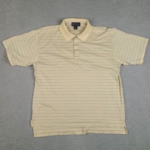 Byron Nelson Polo‎ Shirt Men's Large Yellow Striped Golf Eleven Straight Cotton